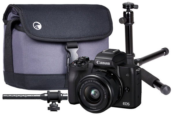 Canon EOS M50 Vlogger Kit inc Camera, 15-45mm Lens, Case, Tripod & On Camera Mic