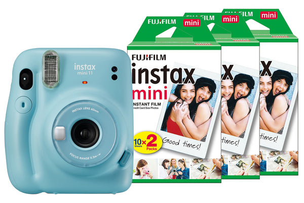 Fujifilm Instax Mini 11 Instant Camera with 60 Shot Film Pack - Sky Blue