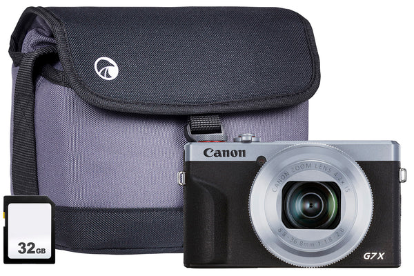 Canon PowerShot G7X MK III Silver Camera inc Additional NB13L Battery 32GB SD Bag